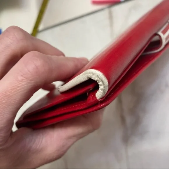 Dior vintage red and white leather wallet rare - Picture 13 of 14